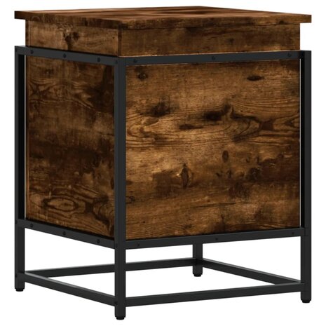 Opbergbox met deksel 40x40x51,5 cm bewerkt hout gerookt eiken 2