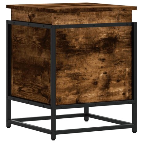 Opbergbox met deksel 40x40x51,5 cm bewerkt hout gerookt eiken 6