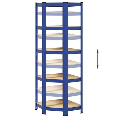 Hoekrek 5-laags staal en bewerkt hout blauw 8
