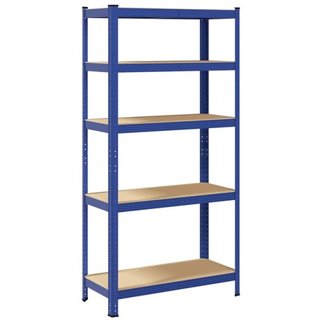 Opbergrek 5-laags staal & bewerkt hout blauw 2