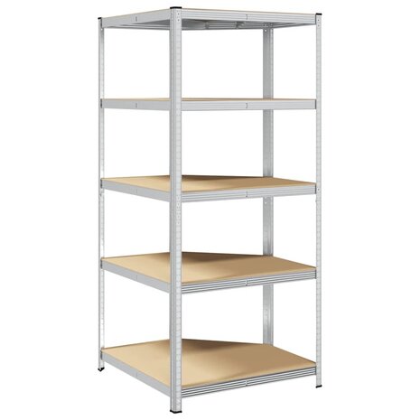 Hoekrek 5-laags staal en bewerkt hout zilverkleurig 6