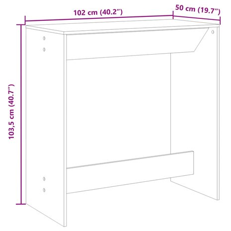 Bartafel 102x50x103,5 cm bewerkt hout betongrijs 9