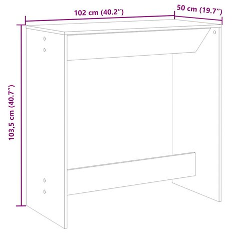 Bartafel 102x50x103,5 cm bewerkt hout grijs sonoma eikenkleur 9