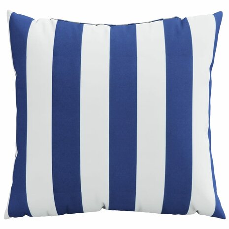 Sierkussens 4 st gestreept 50x50 cm stof blauw en wit 3