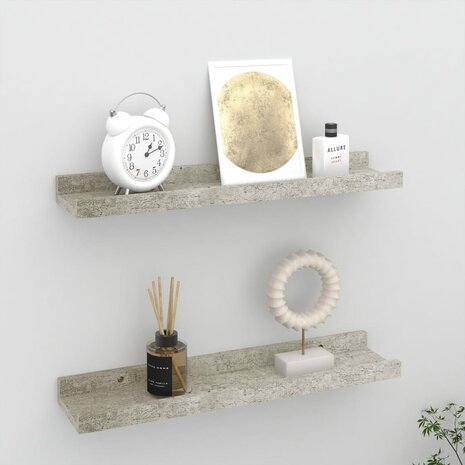 Wandschappen 2 st 40x9x3 cm betongrijs 1