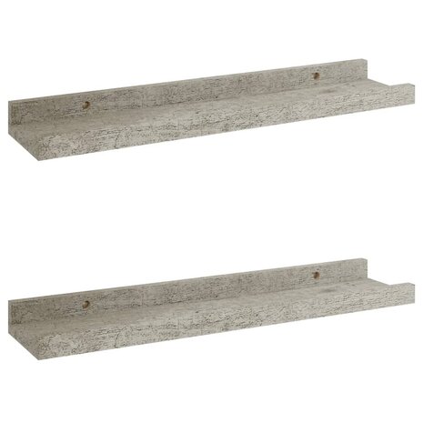 Wandschappen 2 st 40x9x3 cm betongrijs 2