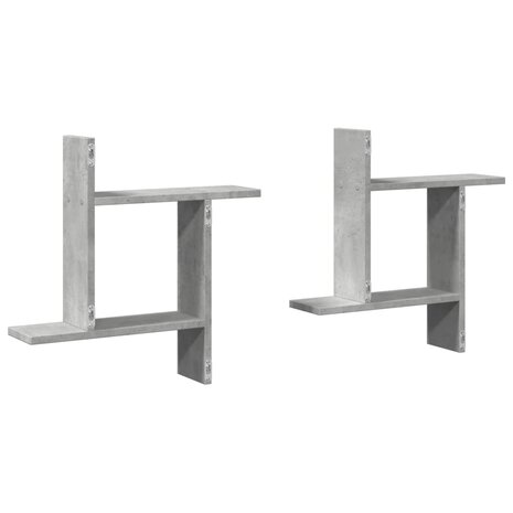 Wandschappen 2 st 50x12x50 cm bewerkt hout betongrijs 6