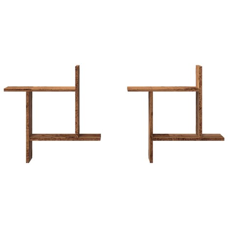 Wandschappen 2 st 50x12x50 cm bewerkt hout oud houtkleurig 4