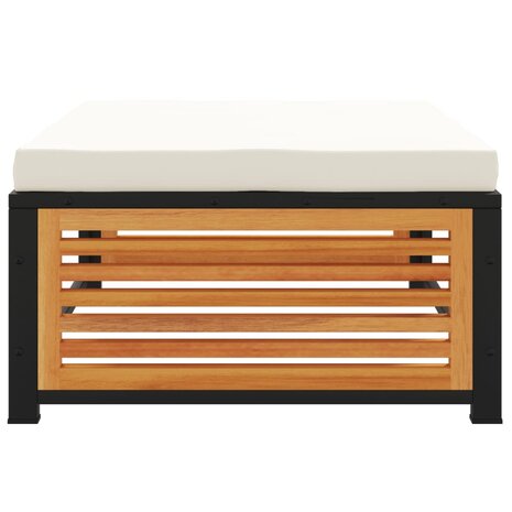 Tuinvoetenbank met kussen 68x68x30 cm massief acaciahout 4