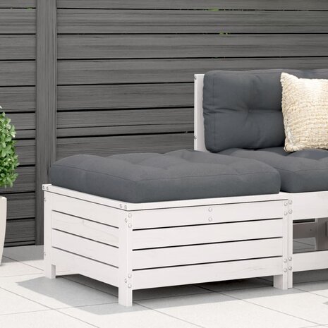 Tuinvoetenbank 62x63,5x32 cm massief grenenhout wit 1