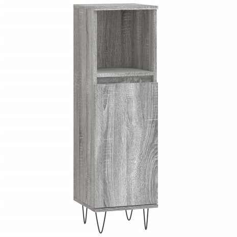 Badkamerkast 30x30x100 cm bewerkt hout grijs sonoma eikenkleur 2