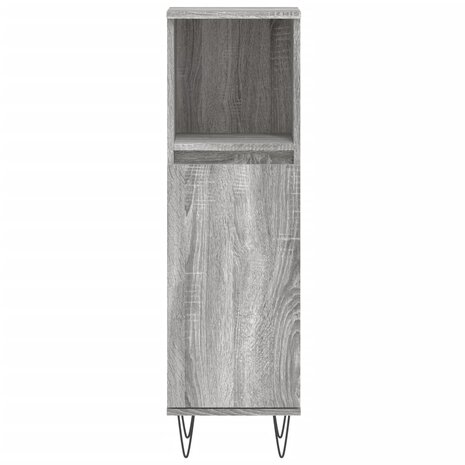 Badkamerkast 30x30x100 cm bewerkt hout grijs sonoma eikenkleur 5