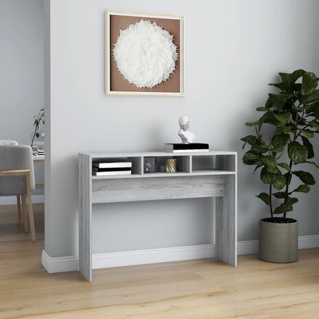 Wandtafel 105x30x80 cm bewerkt hout grijs sonoma eikenkleurig 3