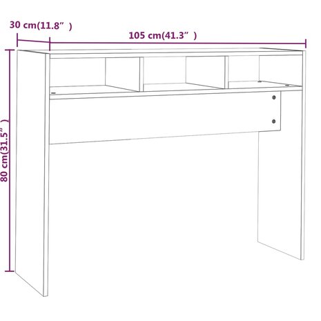 Wandtafel 105x30x80 cm bewerkt hout grijs sonoma eikenkleurig 7