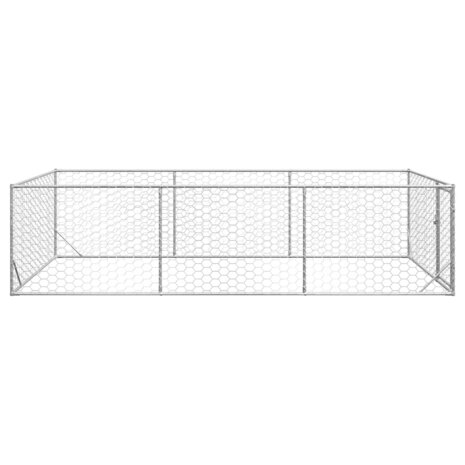 Hondenkennel voor buiten met deur 2x4x1 m gegalvaniseerd staal 4