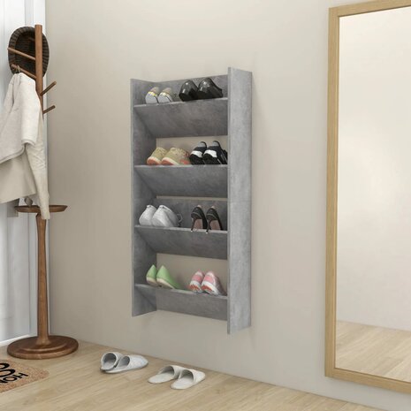 Wandschoenenkasten 2 st 60x18x60 cm spaanplaat betongrijs 3