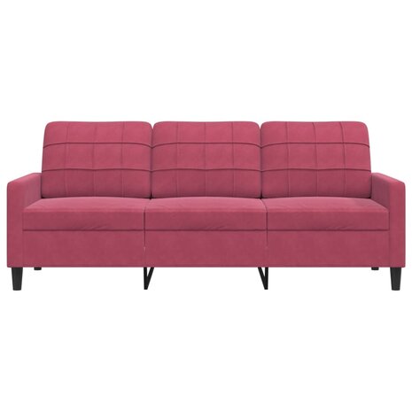 Driezitsbank 180 cm fluweel wijnrood 4