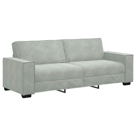 Driezitsbank 180 cm fluweel lichtgrijs 2
