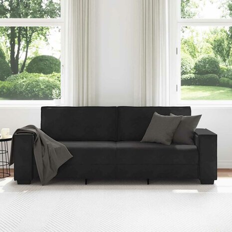 Driezitsbank 180 cm fluweel zwart 3