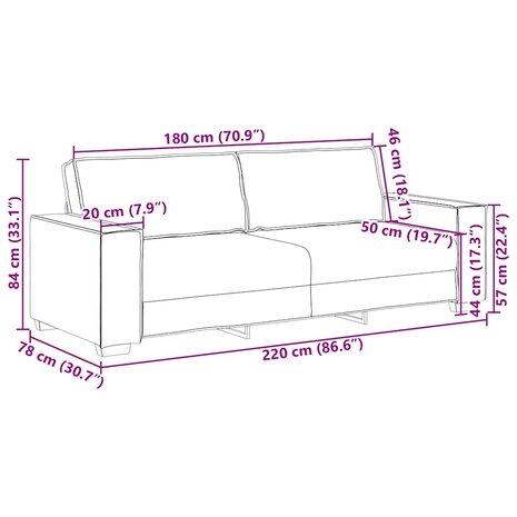 Driezitsbank 180 cm fluweel bruin 9