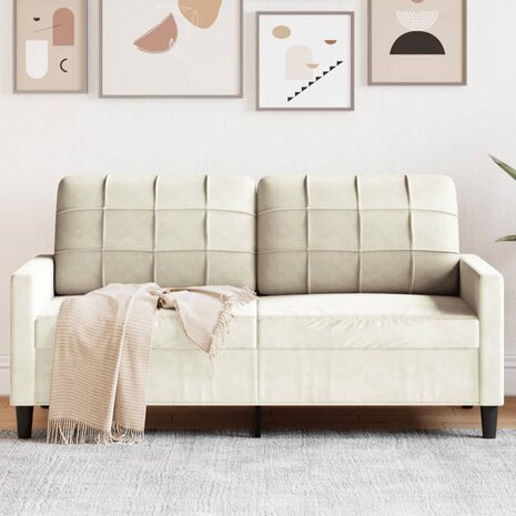Tweezitsbank 140 cm fluweel crèmekleurig 1