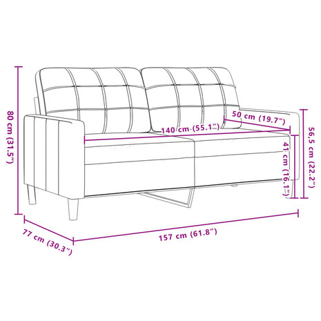 Tweezitsbank 140 cm fluweel crèmekleurig 8