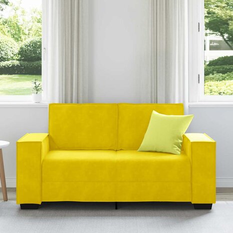 Tweezitsbank 120 cm fluweel geel 3