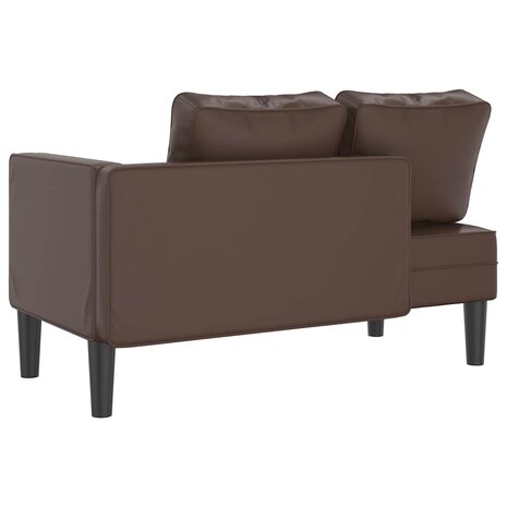 Chaise longue met kussens kunstleer bruin 5