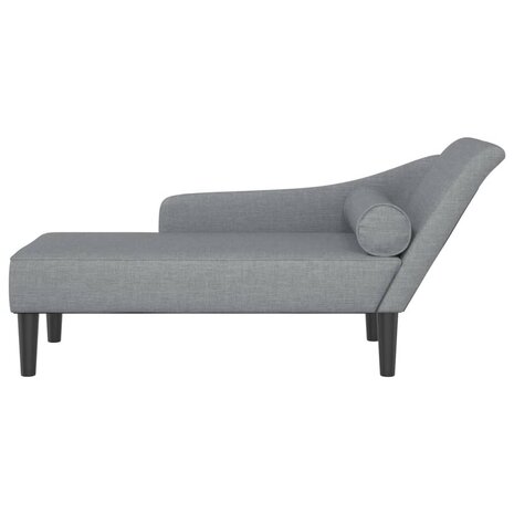 Chaise longue met kussens stof lichtgrijs 3