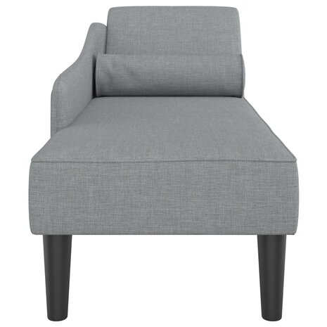 Chaise longue met kussens stof lichtgrijs 4