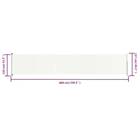 Tuinscherm uittrekbaar 117x600 cm crèmekleurig 8