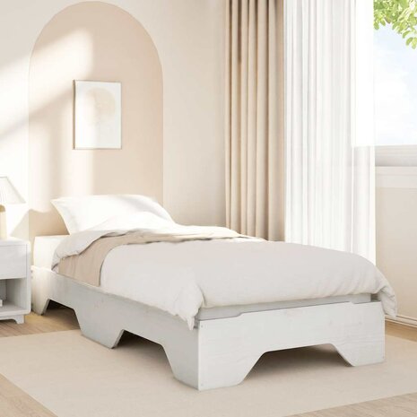 Bedframe zonder matras stapelbaar 75x190 cm massief hout wit 4