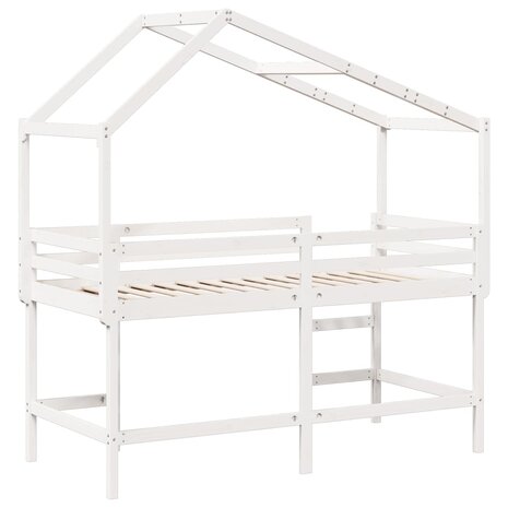Halfhoogslaper met ladder en bedhuis grenenhout wit 90x190 cm 8