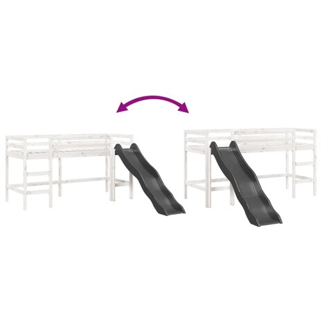 Kinderhoogslaper zonder matras massief grenenhout wit 80x200 cm 8
