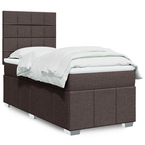 Boxspring met matras stof donkerbruin 90x200 cm 1