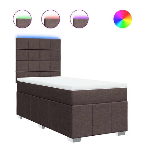 Boxspring met matras stof donkerbruin 90x200 cm 2