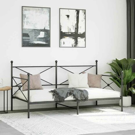 Slaapbank zonder matras 107x203 cm staal zwart 3