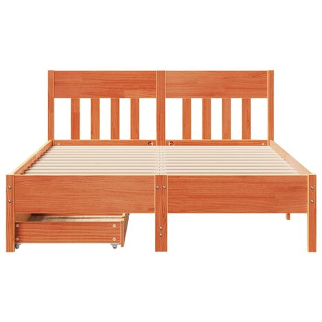 Bed met matras massief grenenhout wasbruin 140x190 cm 4