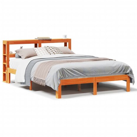 Bed met matras massief grenenhout wasbruin 140x190 cm 2