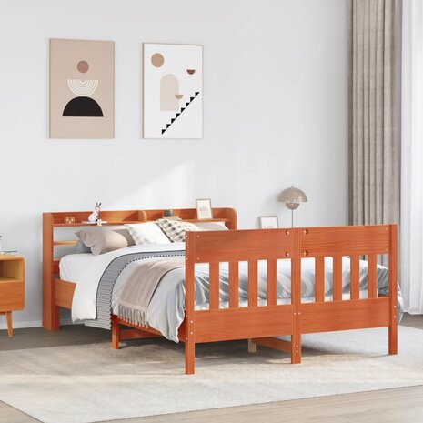 Bed met matras massief grenenhout wasbruin 140x190 cm 1
