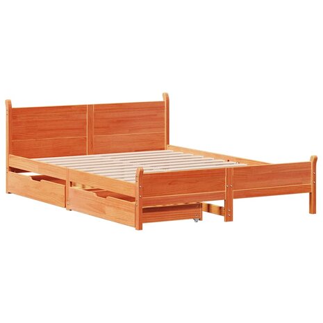 Bed met matras massief grenenhout wasbruin 140x190 cm 3