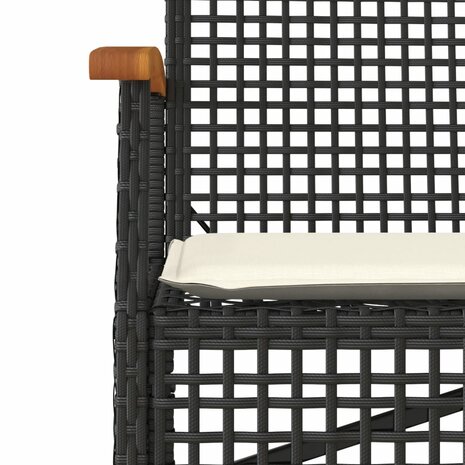 Tuinbank met kussen poly rattan en acaciahout zwart 8