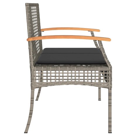 Tuinbank met kussen poly rattan en acaciahout grijs 5