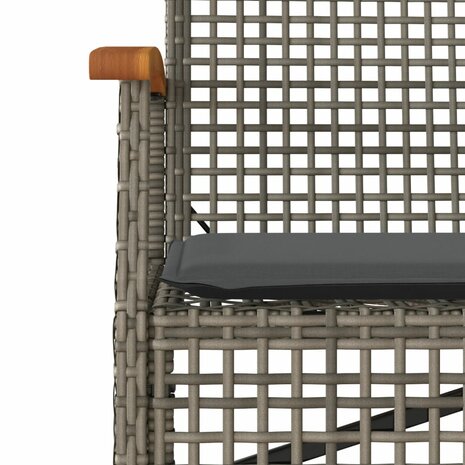 Tuinbank met kussen poly rattan en acaciahout grijs 8