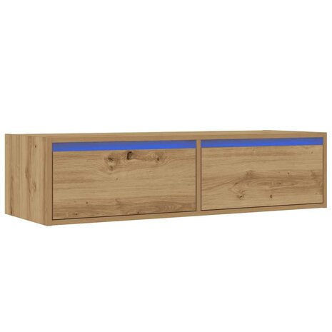Tv-meubel met LED-verlichting 100X35,5x25 cm artisanaal eiken 3