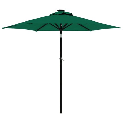 Parasol met LED&apos;s en stalen paal 225x225x212 cm groen 2