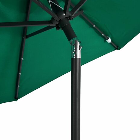 Parasol met LED&apos;s en stalen paal 225x225x212 cm groen 9