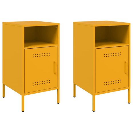 Nachtkastjes 2 st 36x39x68 cm staal mosterdgeel 2