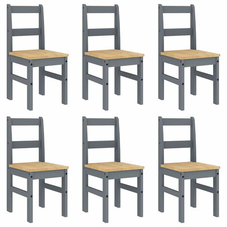 7-delige Eetset Panama massief grenenhout grijs 4