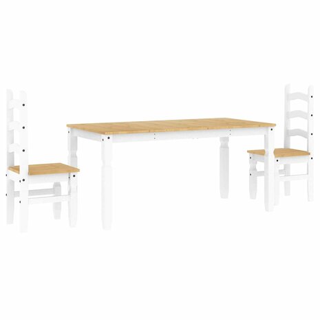 3-delige Eethoek Panama massief grenenhout wit 2